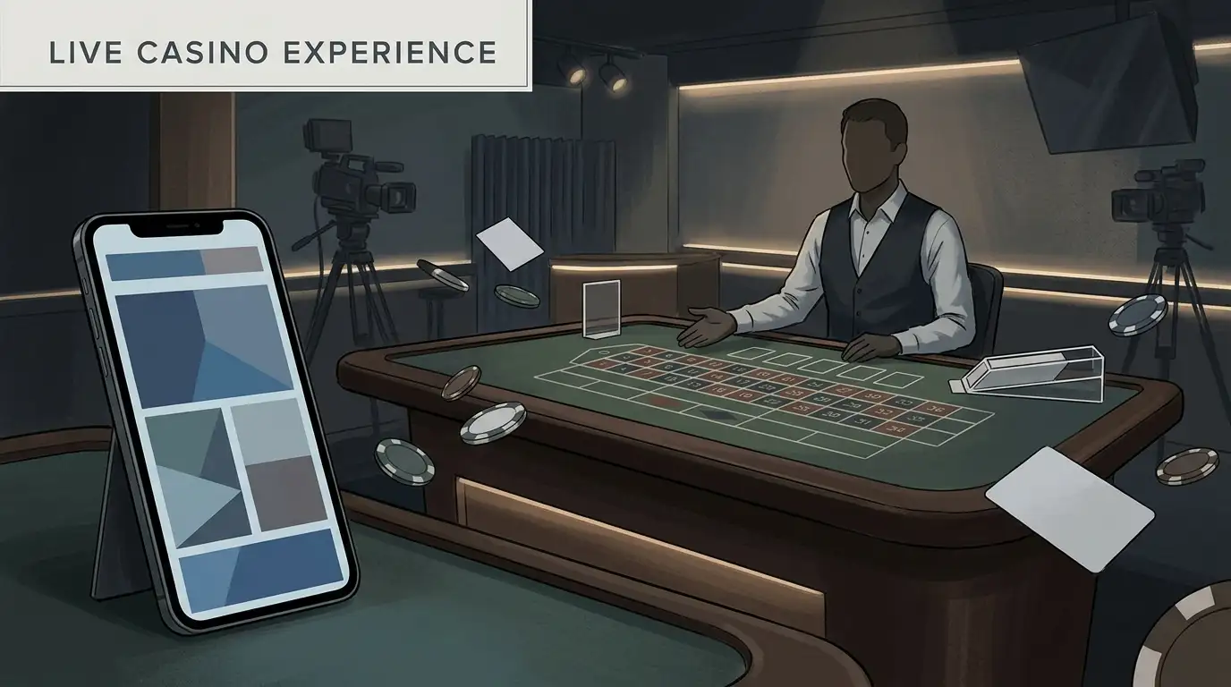 Roulette wheel, playing cards and live-table symbols